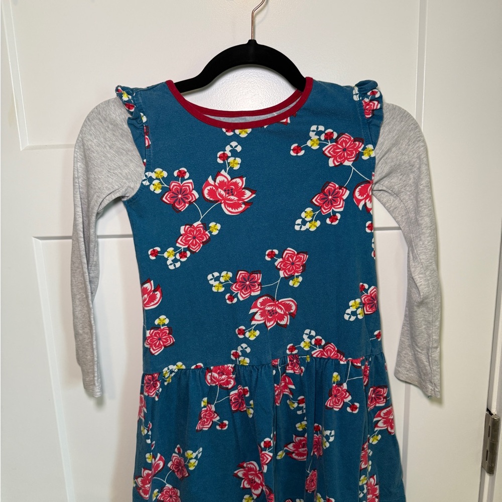 Tea Collection Girls Blue Red Floral
Ruffle Dress Long Sleeve- Size 8